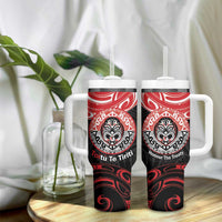 Aotearoa Toitu Te Tiriti Tumbler With Handle Haka Tiki Honour The Treaty LT14 - Polynesian Pride