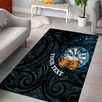 Personalized New Zealand Darts Beer Area Rug Paua Shell Aotearoa Maori Tattoo - Polynesian Pride