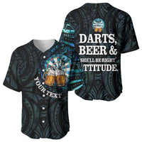 Personalized New Zealand Darts Beer Baseball Jersey Paua Shell Aotearoa Maori Tattoo - Polynesian Pride