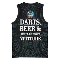 Personalized New Zealand Darts Beer Basketball Jersey Paua Shell Aotearoa Maori Tattoo LT14 - Polynesian Pride