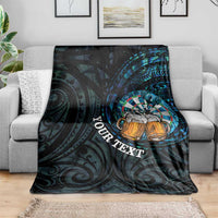 Personalized New Zealand Darts Beer Blanket Paua Shell Aotearoa Maori Tattoo - Polynesian Pride