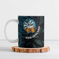 Personalized New Zealand Darts Beer Ceramic Mug Paua Shell Aotearoa Maori Tattoo LT14 Black - Polynesian Pride