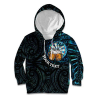 Personalized New Zealand Darts Beer Kid Hoodie Paua Shell Aotearoa Maori Tattoo LT14 Hoodie Black - Polynesian Pride