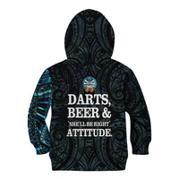 Personalized New Zealand Darts Beer Kid Hoodie Paua Shell Aotearoa Maori Tattoo LT14 - Polynesian Pride