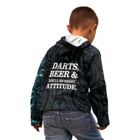 Personalized New Zealand Darts Beer Kid Hoodie Paua Shell Aotearoa Maori Tattoo LT14 - Polynesian Pride
