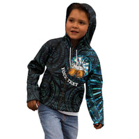 Personalized New Zealand Darts Beer Kid Hoodie Paua Shell Aotearoa Maori Tattoo LT14 - Polynesian Pride