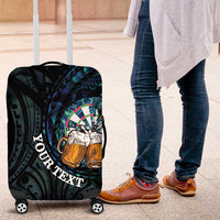 Personalized New Zealand Darts Beer Luggage Cover Paua Shell Aotearoa Maori Tattoo LT14 Black - Polynesian Pride