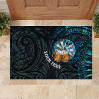 Personalized New Zealand Darts Beer Rubber Doormat Paua Shell Aotearoa Maori Tattoo - Polynesian Pride