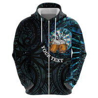 Personalized New Zealand Darts Beer Zip Hoodie Paua Shell Aotearoa Maori Tattoo - Polynesian Pride