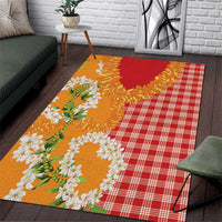 Prince Kuhio Aloha Hawaii Area Rug Plumeria Ilima Lei Palaka Motifs