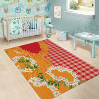 Prince Kuhio Aloha Hawaii Area Rug Plumeria Ilima Lei Palaka Motifs