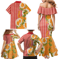 Prince Kuhio Aloha Hawaii Family Matching Mermaid Dress and Hawaiian Shirt Plumeria Ilima Lei Palaka Motifs LT14 - Polynesian Pride