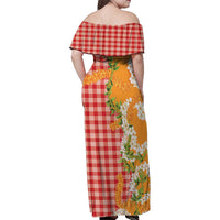 Prince Kuhio Aloha Hawaii Family Matching Off Shoulder Maxi Dress and Hawaiian Shirt Plumeria Ilima Lei Palaka Motifs LT14 - Polynesian Pride