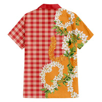 Prince Kuhio Aloha Hawaii Family Matching Off Shoulder Short Dress and Hawaiian Shirt Plumeria Ilima Lei Palaka Motifs LT14 - Polynesian Pride