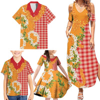 Prince Kuhio Aloha Hawaii Family Matching Summer Maxi Dress and Hawaiian Shirt Plumeria Ilima Lei Palaka Motifs LT14 - Polynesian Pride