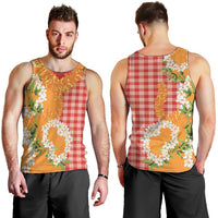 Prince Kuhio Aloha Hawaii Men Tank Top Plumeria Ilima Lei Palaka Motifs LT14 - Polynesian Pride
