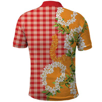 Prince Kuhio Aloha Hawaii Polo Shirt Plumeria Ilima Lei Palaka Motifs LT14 - Polynesian Pride