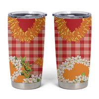 Prince Kuhio Aloha Hawaii Tumbler Cup Plumeria Ilima Lei Palaka Motifs LT14 Red - Polynesian Pride