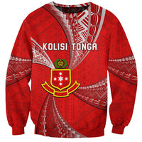 Personalised Tonga College Alete Sweatshirt Kolisi Tonga Ngatu Pattern LT14 Unisex Red - Polynesian Pride