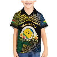 Personalised Malampa Day Family Matching Mermaid Dress and Hawaiian Shirt Vanuatu Provinces Polynesian Pattern LT14 Son's Shirt Black - Polynesian Pride