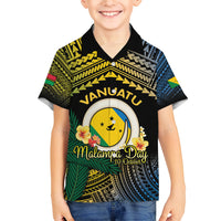 Personalised Malampa Day Family Matching Summer Maxi Dress and Hawaiian Shirt Vanuatu Provinces Polynesian Pattern LT14 Son's Shirt Black - Polynesian Pride