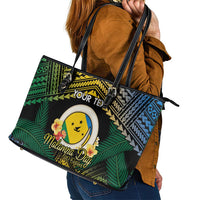 Personalised Malampa Day Leather Tote Bag Vanuatu Provinces Polynesian Pattern LT14 - Polynesian Pride