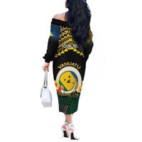 Personalised Malampa Day Off The Shoulder Long Sleeve Dress Vanuatu Provinces Polynesian Pattern
