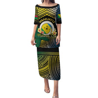 Personalised Malampa Day Puletasi Vanuatu Provinces Polynesian Pattern