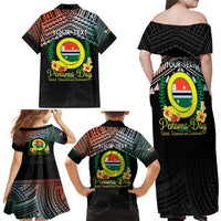 Personalised Penama Day Family Matching Off Shoulder Maxi Dress and Hawaiian Shirt Vanuatu Provinces Polynesian Pattern LT14 - Polynesian Pride