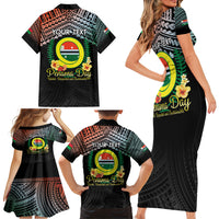 Personalised Penama Day Family Matching Short Sleeve Bodycon Dress and Hawaiian Shirt Vanuatu Provinces Polynesian Pattern LT14 - Polynesian Pride