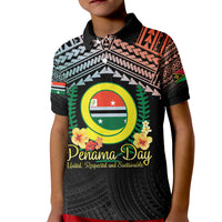 Personalised Penama Day Kid Polo Shirt Vanuatu Provinces Polynesian Pattern LT14 Kid Black - Polynesian Pride