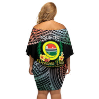 Personalised Penama Day Off Shoulder Short Dress Vanuatu Provinces Polynesian Pattern