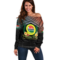 Personalised Penama Day Off Shoulder Sweater Vanuatu Provinces Polynesian Pattern