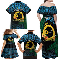 Personalised Sanma Day Family Matching Off Shoulder Maxi Dress and Hawaiian Shirt Vanuatu Provinces Polynesian Pattern LT14 - Polynesian Pride