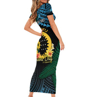 Personalised Sanma Day Family Matching Short Sleeve Bodycon Dress and Hawaiian Shirt Vanuatu Provinces Polynesian Pattern LT14 - Polynesian Pride