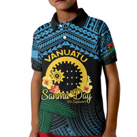 Personalised Sanma Day Kid Polo Shirt Vanuatu Provinces Polynesian Pattern LT14 Kid Black - Polynesian Pride