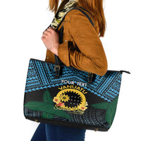 Personalised Sanma Day Leather Tote Bag Vanuatu Provinces Polynesian Pattern LT14 Black - Polynesian Pride