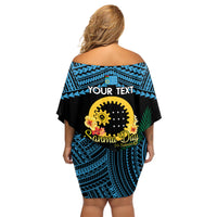 Personalised Sanma Day Off Shoulder Short Dress Vanuatu Provinces Polynesian Pattern