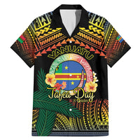 Personalised Tafea Day Family Matching Mermaid Dress and Hawaiian Shirt Vanuatu Provinces Polynesian Pattern LT14 Dad's Shirt - Short Sleeve Black - Polynesian Pride