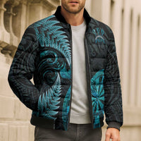 Personalised New Zealand Darts Bomber Puffer Jacket Happiness Is A Tight Threesome Maori Paua Shell - Polynesian Pride