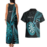 Personalised New Zealand Darts Couples Matching Tank Maxi Dress and Hawaiian Shirt Happiness Is A Tight Threesome Maori Paua Shell