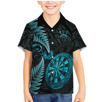 Personalised New Zealand Darts Family Matching Mermaid Dress and Hawaiian Shirt Happiness Is A Tight Threesome Maori Paua Shell