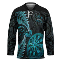 Personalised New Zealand Darts Hockey Jersey Happiness Is A Tight Threesome Maori Paua Shell LT14 Unisex Turquoise - Polynesian Pride