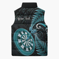 Personalised New Zealand Darts Sleeveless Puffer Jacket Happiness Is A Tight Threesome Maori Paua Shell - Polynesian Pride