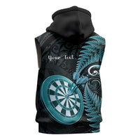 Personalised New Zealand Darts Sleeveless Zip Hoodie Happiness Is A Tight Threesome Maori Paua Shell - Polynesian Pride