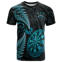 Personalised New Zealand Darts T Shirt Happiness Is A Tight Threesome Maori Paua Shell
