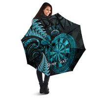 Personalised New Zealand Darts Umbrella Happiness Is A Tight Threesome Maori Paua Shell - Polynesian Pride