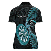 Personalised New Zealand Darts Women Polo Shirt Happiness Is A Tight Threesome Maori Paua Shell