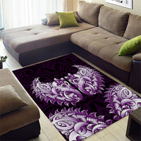 New Zealand Ta Moko Area Rug Aotearoa Maori Chest Tattoo Purple