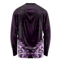New Zealand Ta Moko Long Sleeve Shirt Aotearoa Maori Chest Tattoo Purple